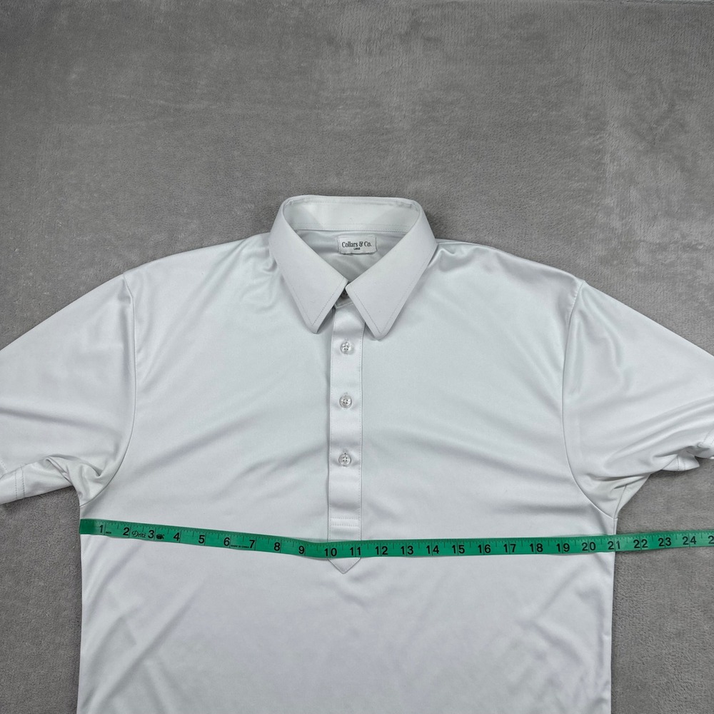 Collars & Co. Dress Collar Polo Mens Large White Short Sleeve Performance Casual - Picture 5 of 9